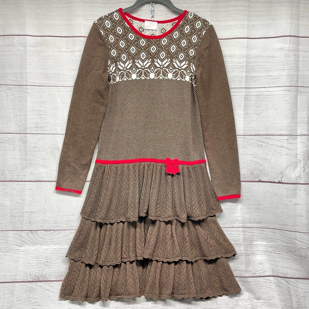 Hanna Anderson Girl Fair Isle Sweater Tierre Dress Holiday Size 160 US 14-16